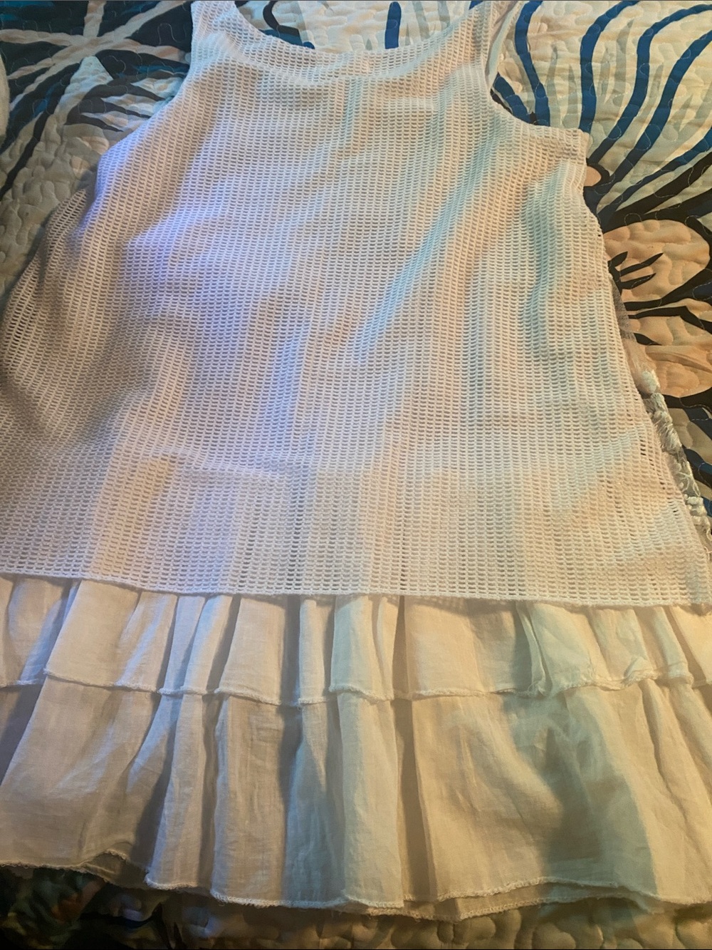 Sleeveless White Lace Tiered Mini Dress - Picture 5 of 6